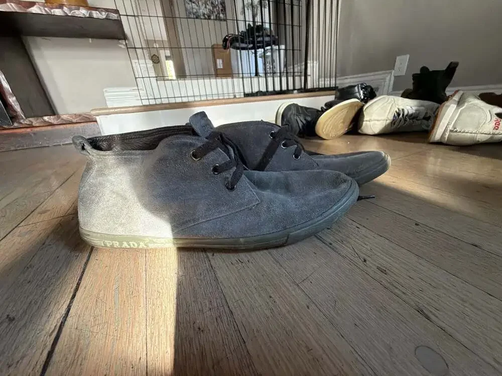 Prada Grey Suede Ankle Chukka Boots